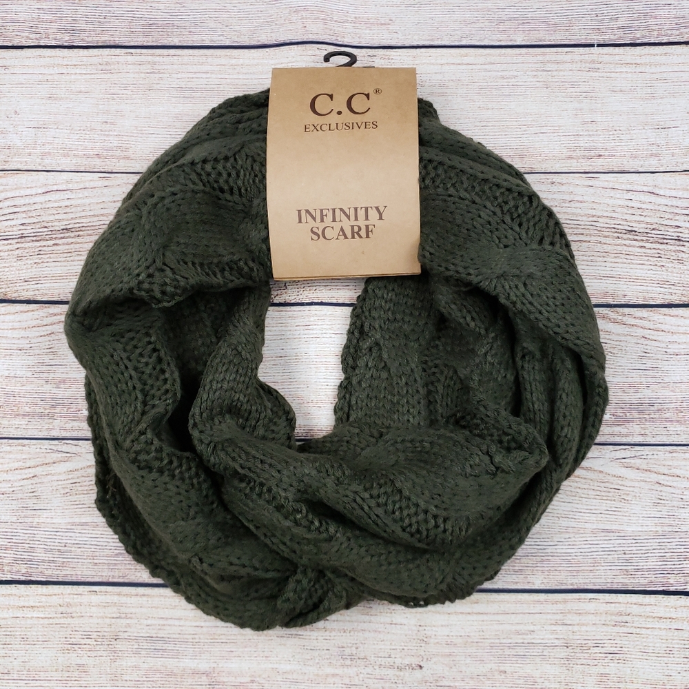 Solid cable knit C.C infinity scarf
